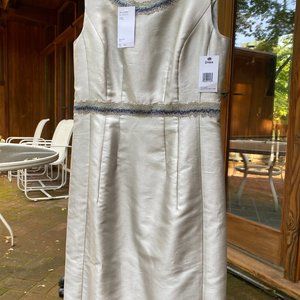 Lafayette 148 Silver Grey Sheath Silk party dress